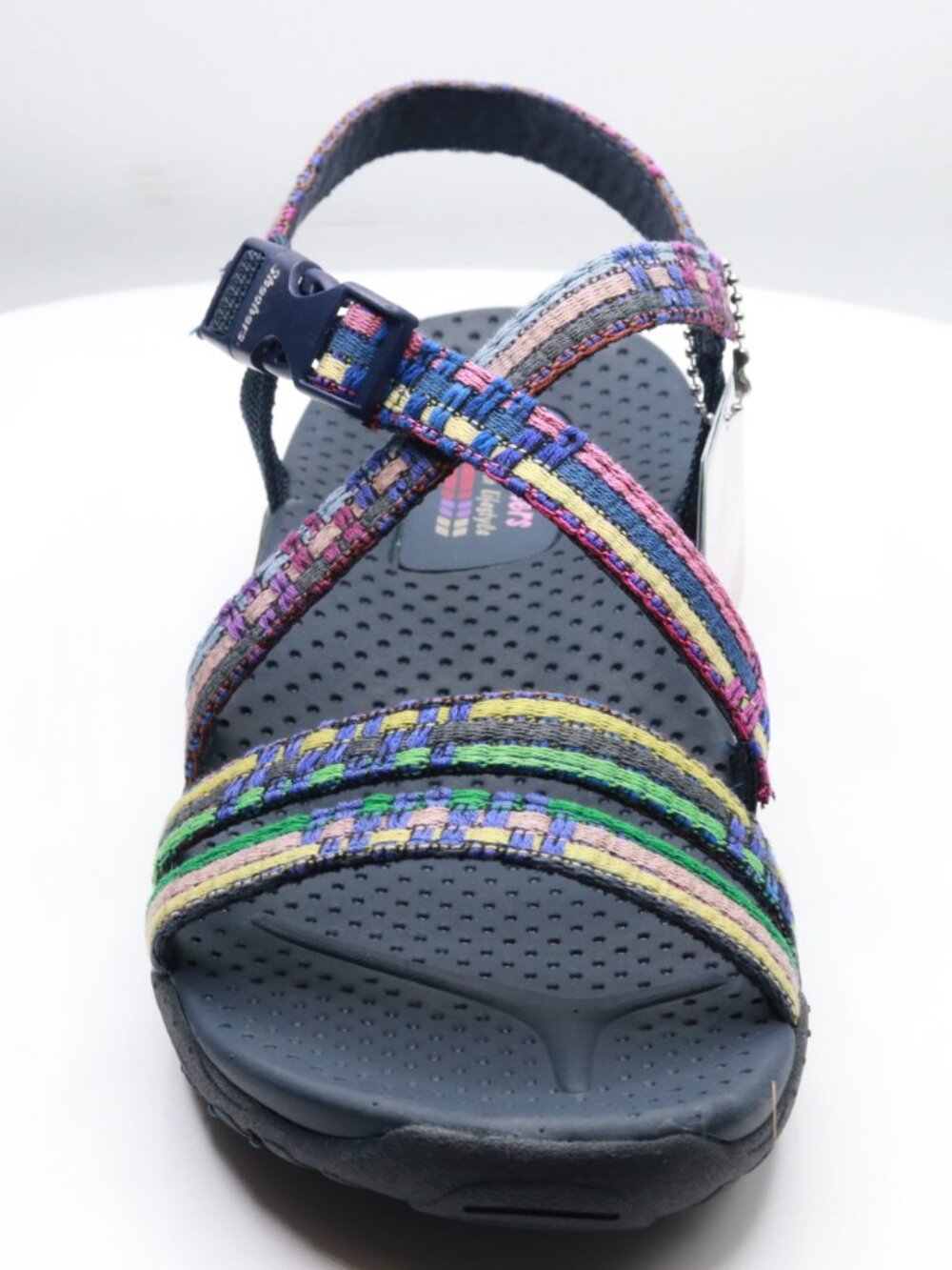 Skechers Women's Reggae-Sew Me-Boho Woven Strappy Slingback Sandal, Navy Multi,